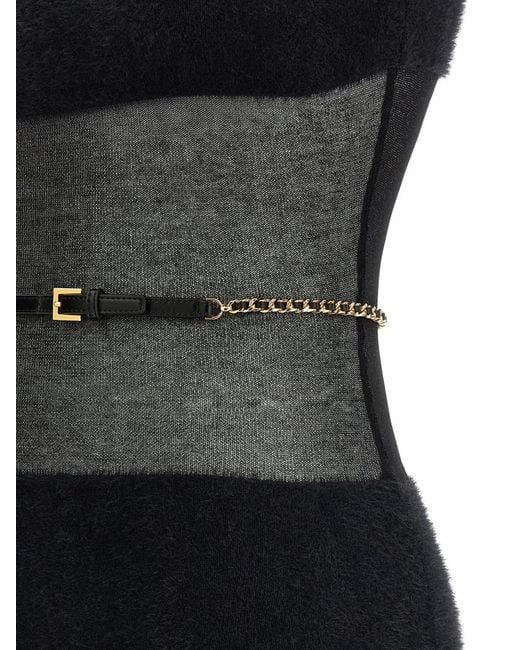 Elisabetta Franchi Black Gauze Midi Dress