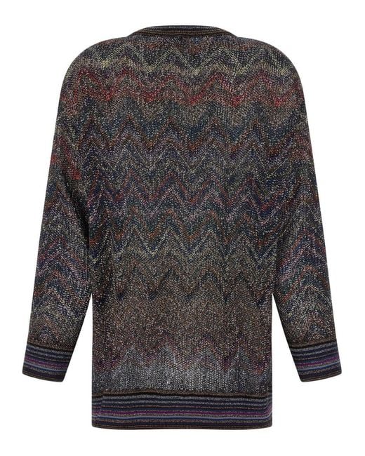 Missoni Gray Zigzag Pattern Cardigan