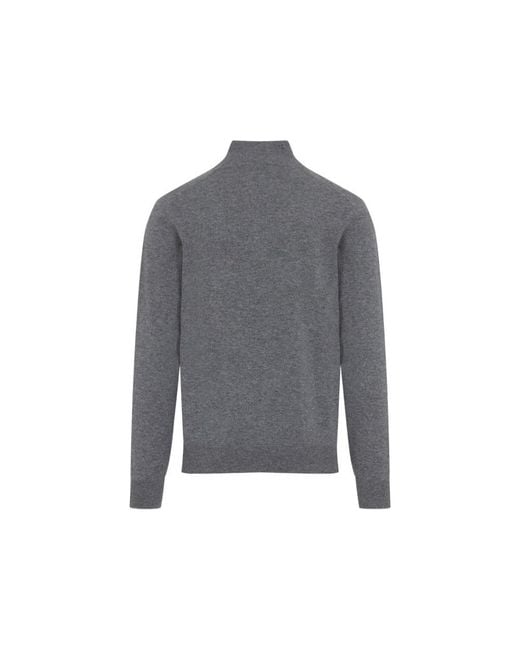 Brunello Cucinelli Gray Half Zip Solid Sweater for men