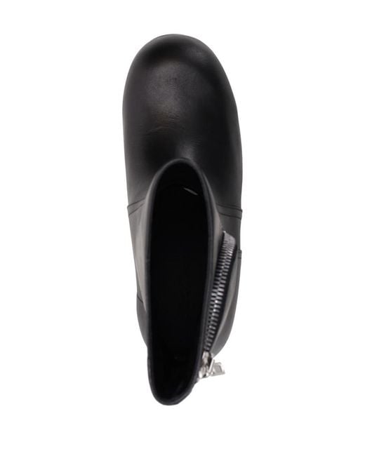 Rick Owens Black Solid Round Toe Boots