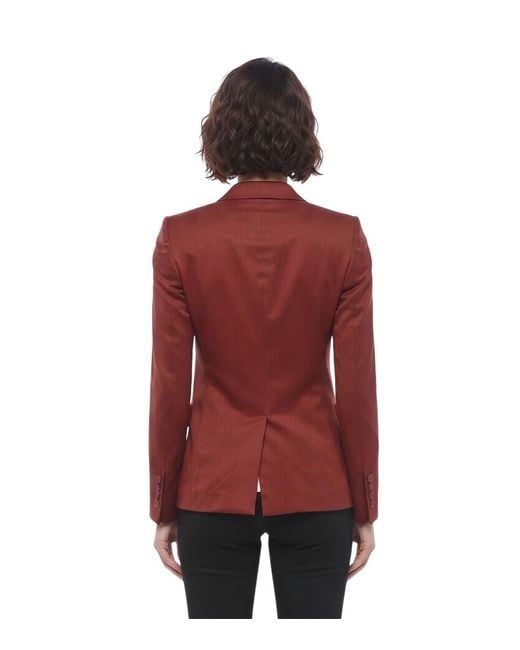 Stella McCartney Red Solid Peaked Lapel Blazer