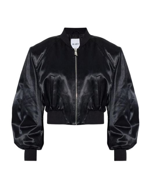 The Attico Blue Solid Mock Collar Jacket
