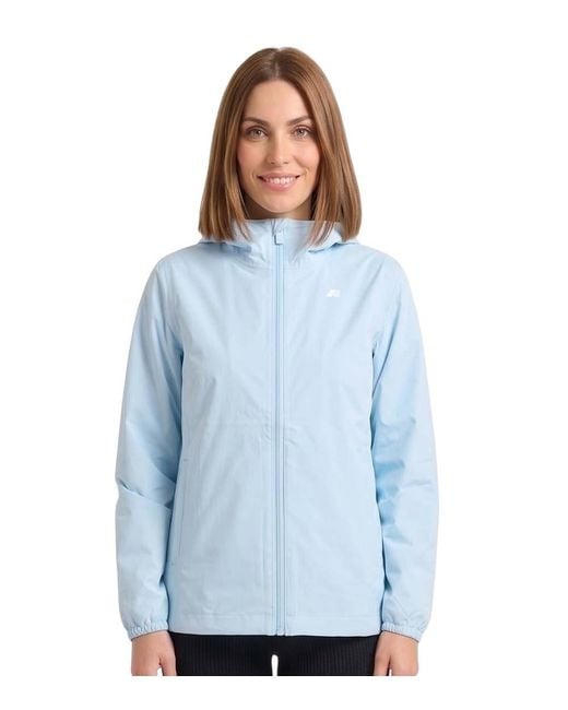 K-Way Blue Solid Hood Jacket