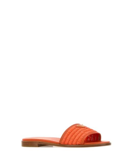 Prada Orange Woven Sandals