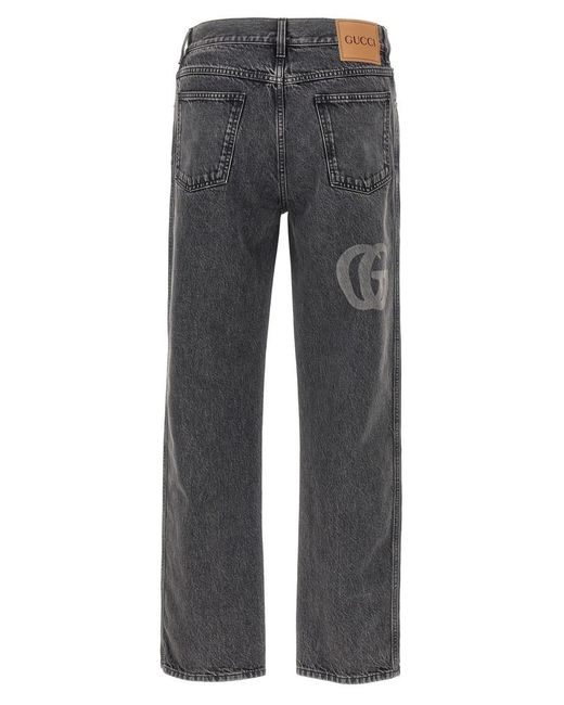 Gucci Straight Leg Logo Jeans in Black for Men | Lyst