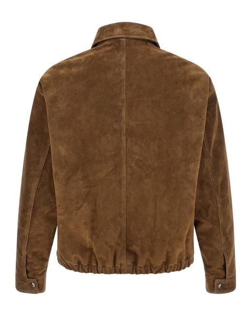 Giorgio Brato Brown Solid Shirt Collar Jacket for men