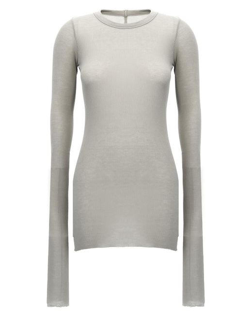 Tシャツ・カットソー RICK OWENS FW25 'Rib LS T' T-shirt (RU02E1250RC 11) Rick Owens Rib Ls T T-Shirt in Gray | Lyst