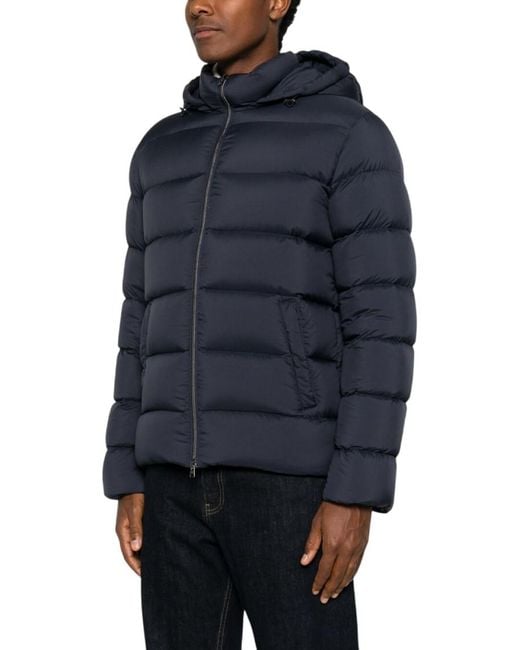 Herno Blue Quilted Hood Jacket for men