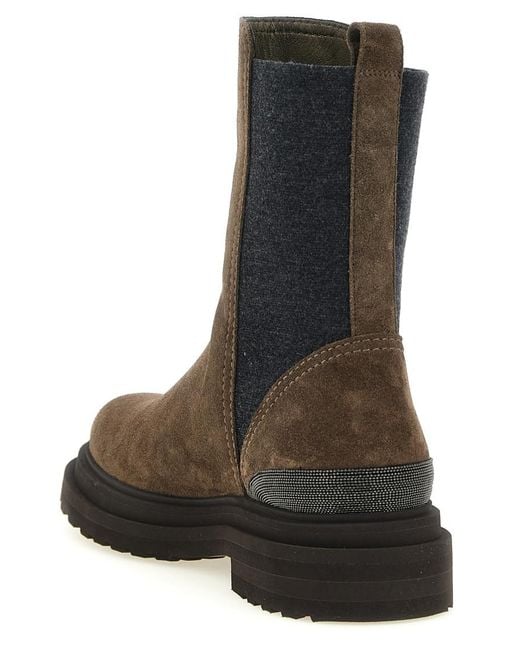 Brunello Cucinelli Brown Solid Round Toe Boots