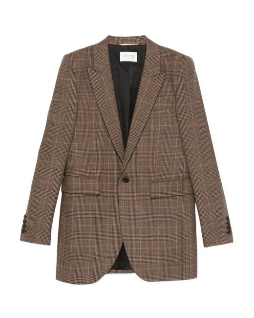Saint Laurent Brown Wool Single-Breasted Jacket
