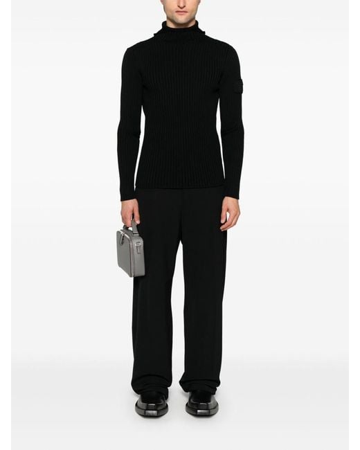Prada Black Ribbed-Knit Hoodie for men