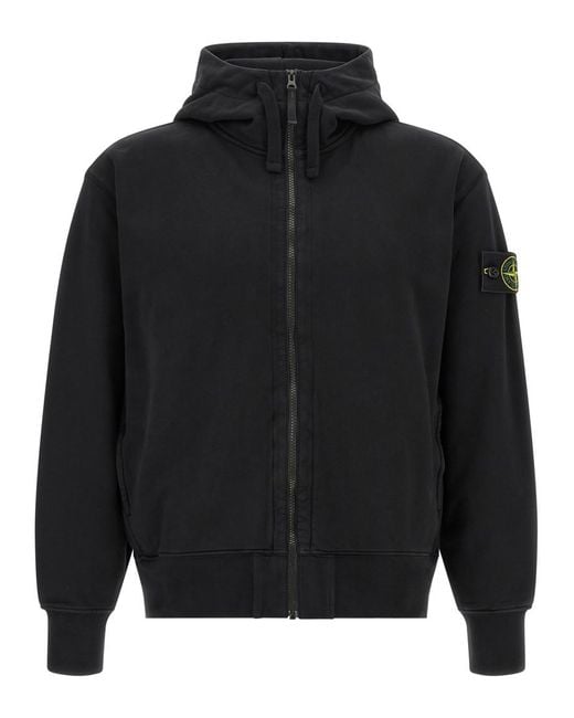 Stone Island Gray Solid Hooded Sweatshirt for men