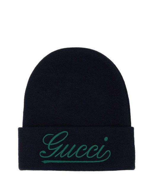 Gucci Blue Hat With Embroidery