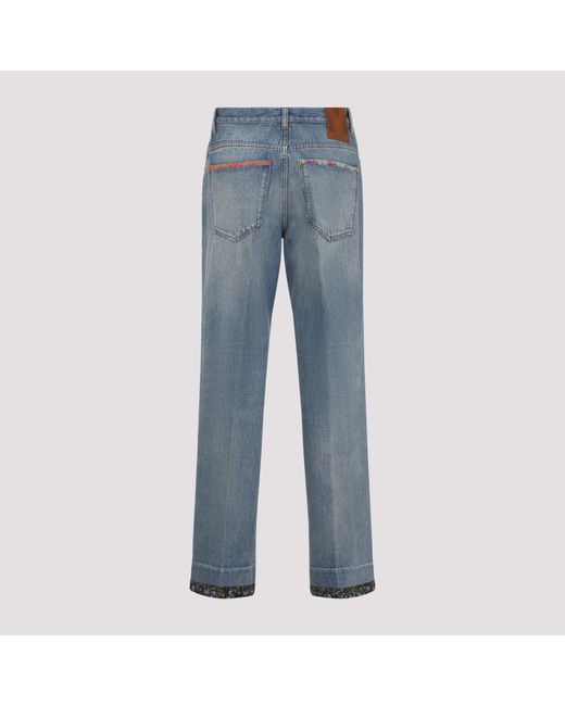 Valentino Garavani Floral Print Jeans in Blue | Lyst