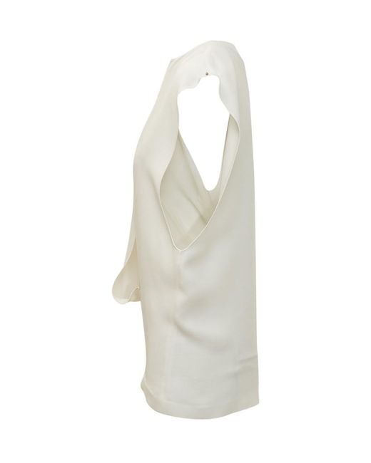 Sportmax White Solid Round Neck Top