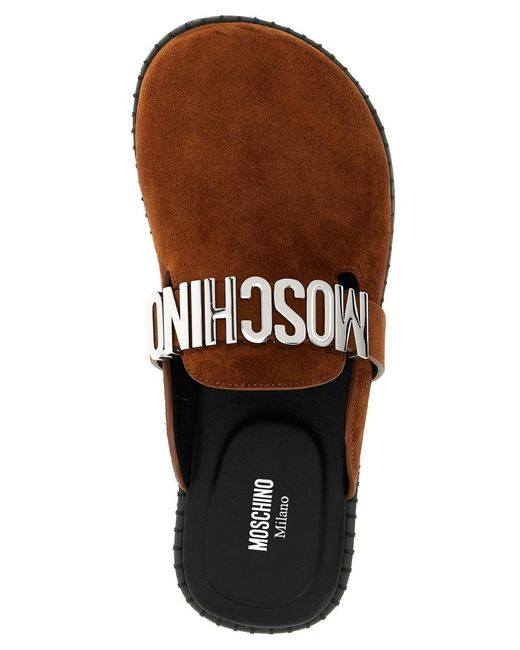 Moschino Brown Solid Sabots Mules