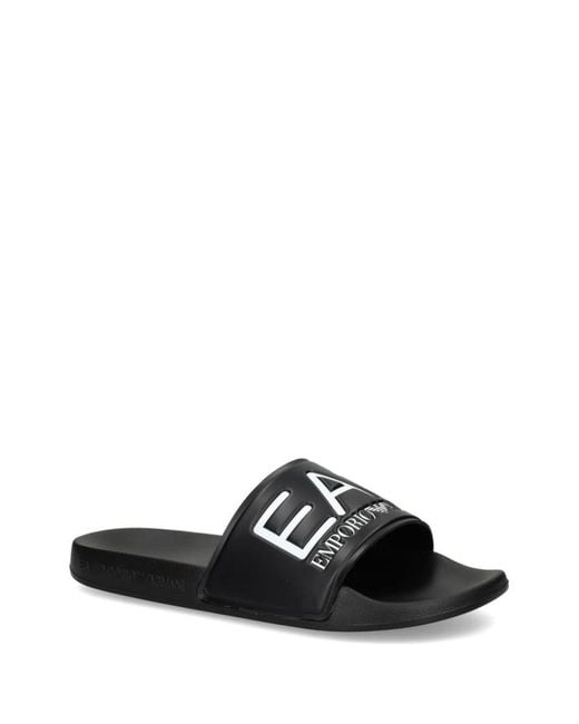 EA7 Black Logo Pool Slides for men