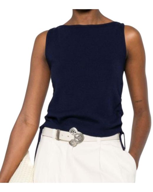 DUNST Blue Solid Round Neck Top