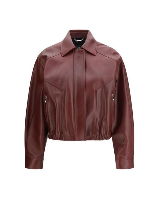 Versace Red Solid Shirt Collar Jacket