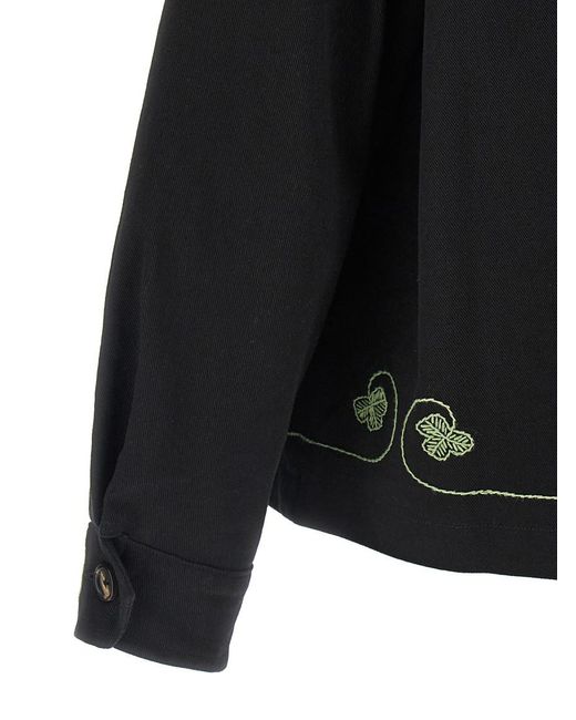 Bode Black Embroidered Jacket for men