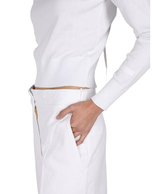 Patou White Solid Crew Neck Sweater