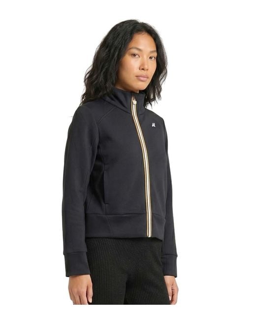 K-Way Black Solid Mock Collar Sweatshirt