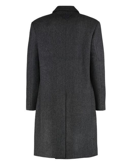 Prada Black Regular Trench Coat for men