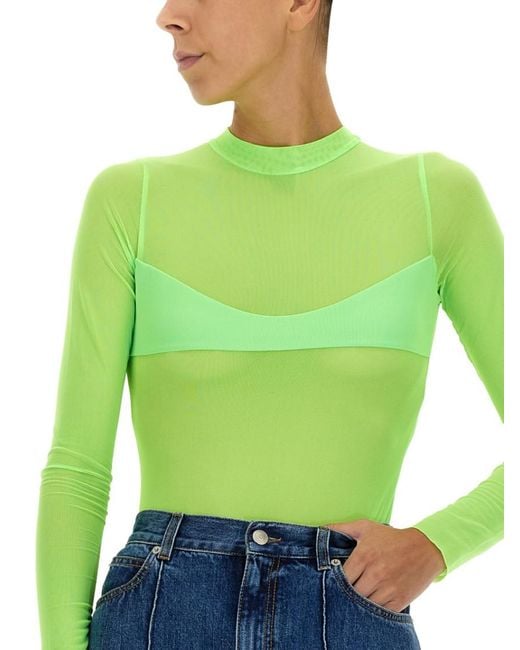 NOT AFTER TEN Green Solid Mock Collar Top