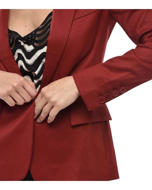 Stella McCartney Red Solid Peaked Lapel Blazer