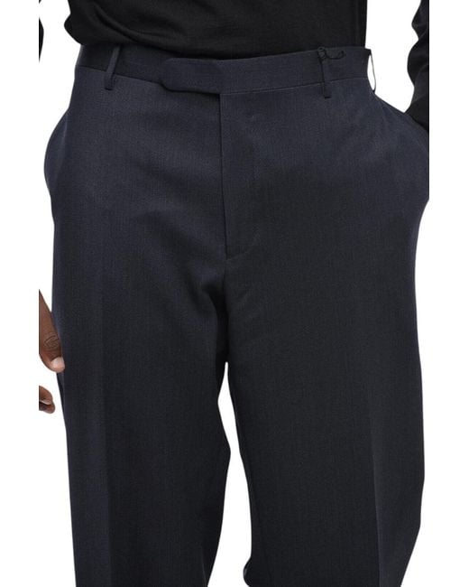 Corneliani Black Flat Front Pants for men