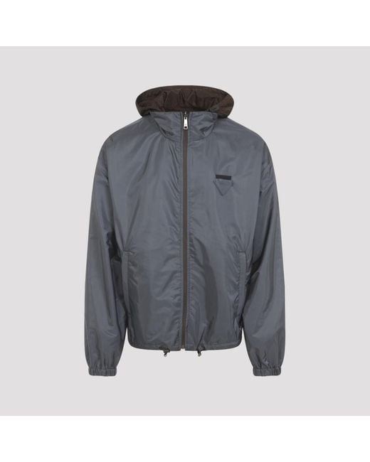 Prada Brown Hooded Ziip-Front Jacket for men