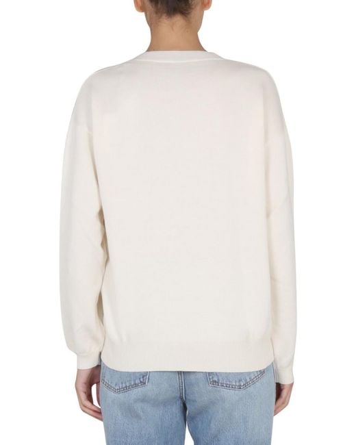 Ballantyne White Solid Crew Neck Sweater