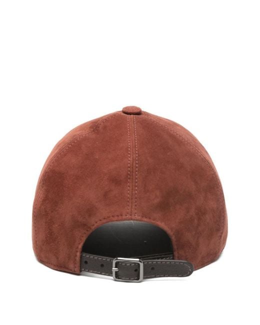 Brunello Cucinelli Brown Leather Baseball Cap