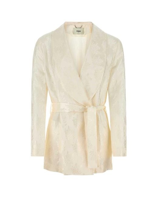 Fendi White Silk Blazer