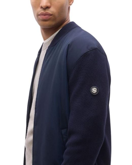 Boss Blue Full-Zip Bomber Jacket for men