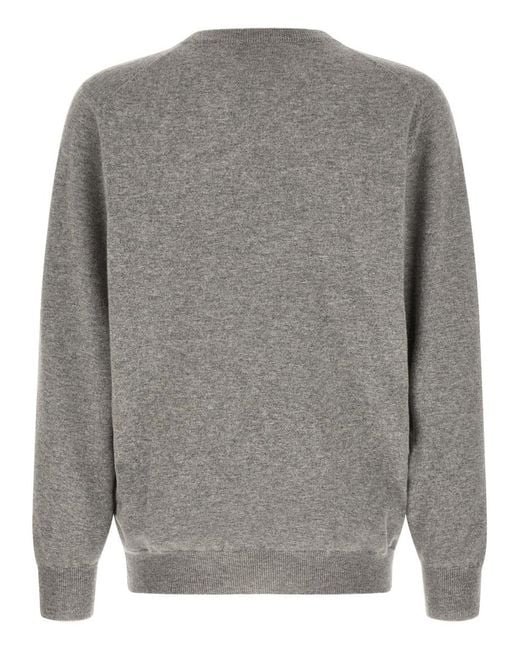 Brunello Cucinelli Gray Solid Crew Neck Sweater for men