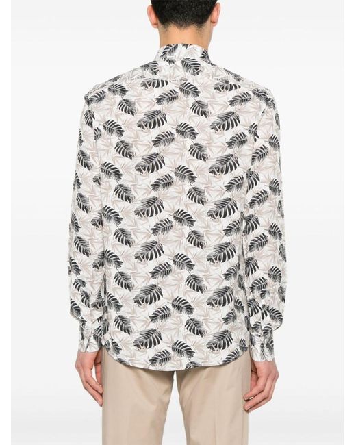 Daniele Alessandrini White Floral Print Shirt for men