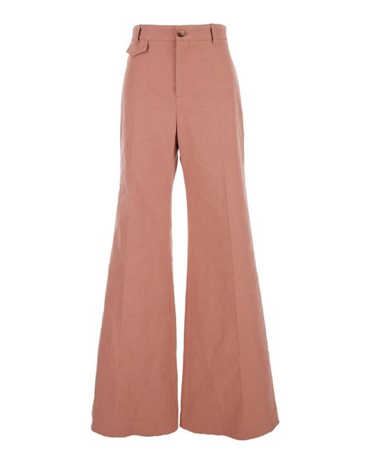 Chloé Pink Chloã Pants Wiht Belt Loops And Wide Leg