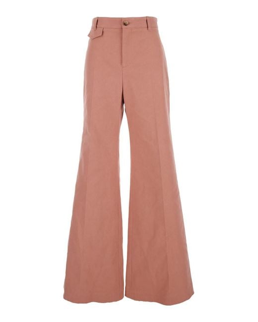 Chloé Pink Chloã Pants Wiht Belt Loops And Wide Leg