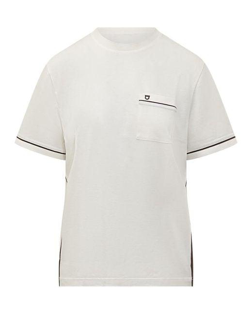 Ferragamo White Solid Crew Neck T-Shirt