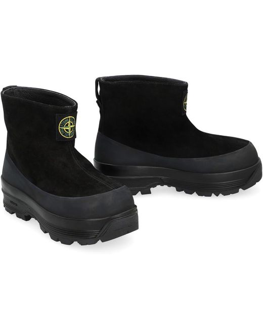 Stone Island Black Solid Slip On Boots for men