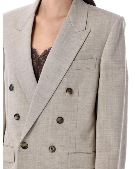 Saint Laurent Gray Cappuccino Wool Blazer