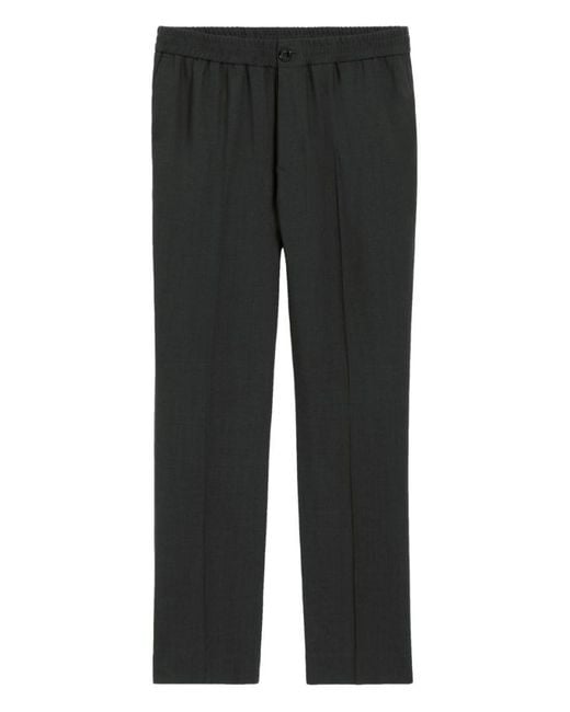 AMI Gray Elasticated-Waist Wool Trousers for men