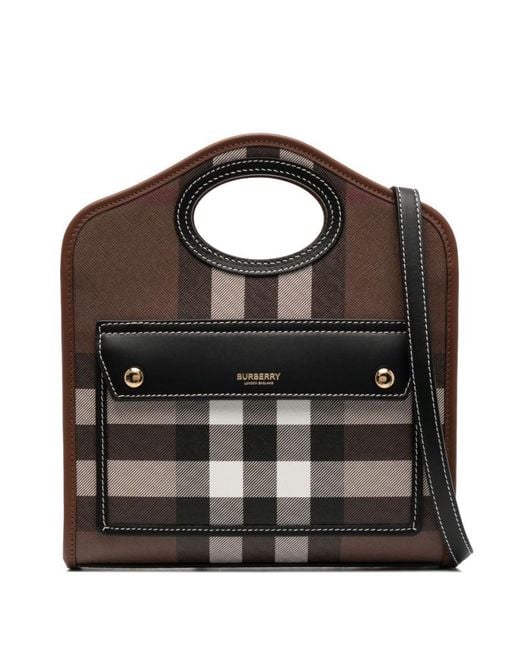 Burberry Canvas House Check Mini Tote Bag in Black Lyst