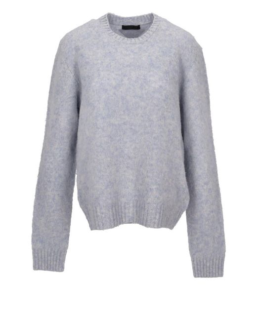 Prada Gray Wool Crew-Neck Sweater for men