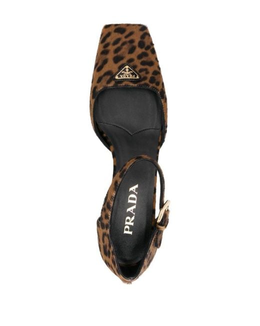 Prada Brown 45Mm Triangle-Enamel Pumps