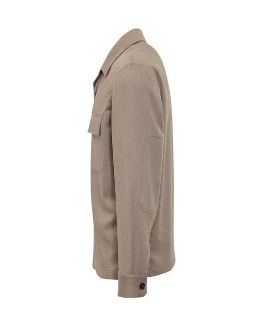 Zegna Gray Regular Solid Shirt for men