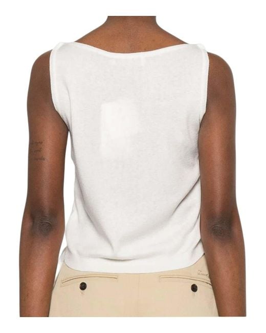 DUNST White Solid Round Neck Top