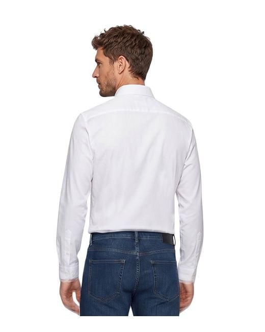 Boss White Regular Solid Shirt for men
