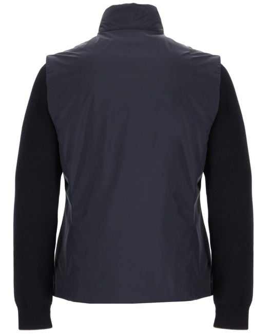 Moorer Blue Solid Mock Collar Jacket for men